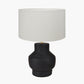 Inna Black Urn Terracotta Table Lamp Base with Henry 35cm White Handloom Cylinder Lampshade