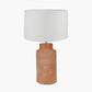 Sierra Natural Tall Ribbed Terracotta Table Lamp Base with Lino 35cm White Self Lined Linen Cylinder Lampshade