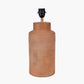 Sierra Natural Tall Ribbed Terracotta Table Lamp Base with Lino 35cm White Self Lined Linen Cylinder Lampshade