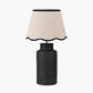 Sierra Black Tall Ribbed Terracotta Table Lamp Base with Tabitha 35cm Cream Jute Scalloped Edge Tapered Lamp Shade with Contrast Binding