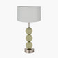 Sofia Sage and Silver Enamel 3 Ball Table Lamp Base with Harry 35cm Ivory Cotton Mix Cylinder Lampshade