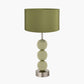 Sofia Sage and Silver Enamel 3 Ball Table Lamp Base with Harry 35cm Sage Cotton Mix Cylinder Lampshade