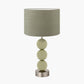 Sofia Sage and Silver Enamel 3 Ball Table Lamp Base with Edward 35cm Pistachio Green Linen Cylinder Lampshade