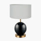 Sofia Black and Gold Enamel Table Lamp Base with Harry 35cm Ivory Cotton Mix Cylinder Lampshade