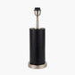 Laurence Black Croc Leather and Silver Cylindrical Table Lamp Base with Milos 35cm Natural Linen Tapered Lampshade