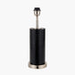 Laurence Black Croc Leather and Silver Cylindrical Table Lamp Base