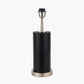 Laurence Black Croc Leather and Silver Cylindrical Table Lamp Base