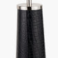 Laurence Black Croc Leather and Silver Table Lamp Base with Milos 35cm Natural Linen Tapered Lampshade