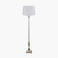 Canterbury Antique Silver Metal Floor Lamp Base with Winston 45cm White Handloom Tapered Lampshade