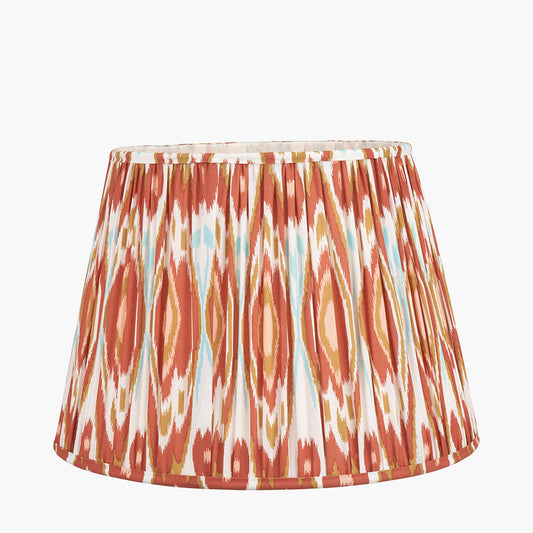 Canterbury Antique Silver Metal Floor Lamp Base with Izara 45cm Cinnamon Ikat Patterned Mushroom Pleat Tapered Lampshade