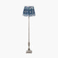 Canterbury Antique Silver Metal Floor Lamp Base with Izara 45cm Ocean Blue Ikat Patterned Mushroom Pleat Tapered Lampshade