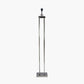 Langston Nickel Metal Column Floor Lamp Base with Lino 45cm Grey Self Lined Linen Cylinder Lampshade