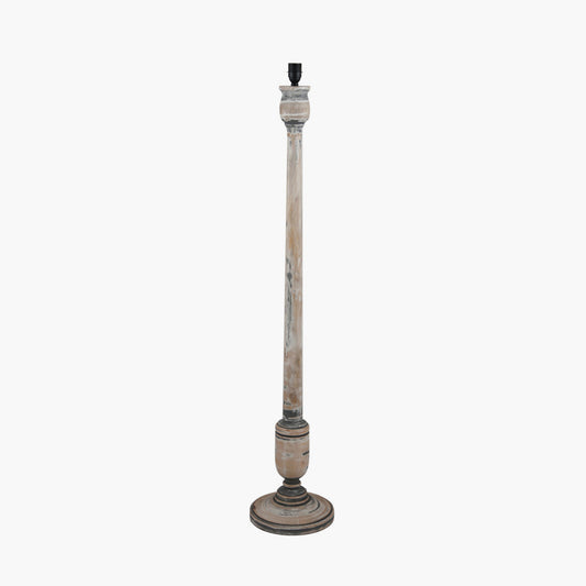 Captiva Grey Wash Mango Wood Floor Lamp Base with Rouen 45cm White Boucle Cylinder Lampshade