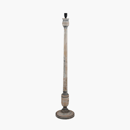 Captiva Grey Wash Mango Wood Floor Lamp Base with Thiago 45cm Cinnamon Stripe Mushroom Pleat Tapered Lampshade