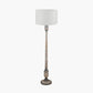 Captiva Grey Wash Mango Wood Floor Lamp Base with Lino 45cm White Self Lined Linen Cylinder Lampshade