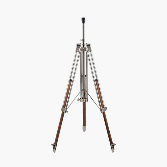 Port Nickel and Wood Tripod Floor Lamp Base