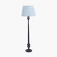 Captiva Antique Black Mango Wood Floor Lamp Base with Thiago 45cm Ocean Blue Stripe Mushroom Pleat Tapered Lampshade