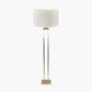Langston Satin Brass Metal Column Floor Lamp Base with Rouen 45cm White Boucle Cylinder Lampshade