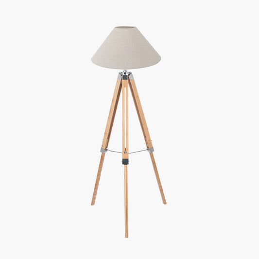 Sumba Bamboo Tripod Floor Lamp Base with Harley 50cm Slubby Hopsack Empire Lampshade