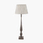 Alia Grey Wash Turned Mango Wood Floor Lamp Base with Thiago 45cm Natural Stripe Mushroom Pleat Tapered Lampshade