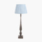 Alia Grey Wash Turned Mango Wood Floor Lamp Base with Thiago 45cm Ocean Blue Stripe Mushroom Pleat Tapered Lampshade
