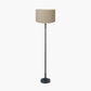 Rhode Matt Black Stick Metal Floor Lamp Base with Henry 40cm Taupe Handloom Cylinder Lampshade
