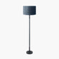 Rhode Matt Black Stick Metal Floor Lamp Base with Bow 40cm Slate Velvet Cylinder Lampshade