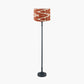 Rhode Matt Black Stick Metal Floor Lamp Base with Lars 40cm Cinnamon Ikat Patterned Cylinder Lampshade