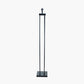 Langston Matt Black Metal Column Floor Lamp Base with Lino 45cm Grey Self Lined Linen Cylinder Lampshade