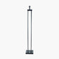 Langston Matt Black Metal Column Floor Lamp Base with Lino 45cm White Self Lined Linen Cylinder Lampshade