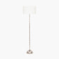 Almas Silver Metal Floor Lamp Base with Henry 45cm White Handloom Cylinder Lampshade