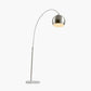Feliciani��Brushed Silver Metal and White Marble Floor Lamp