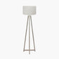 Whitby Grey Wash Wood Tapered 4 Post Floor Lamp Base with Henry 45cm White Handloom Cylinder Lampshade