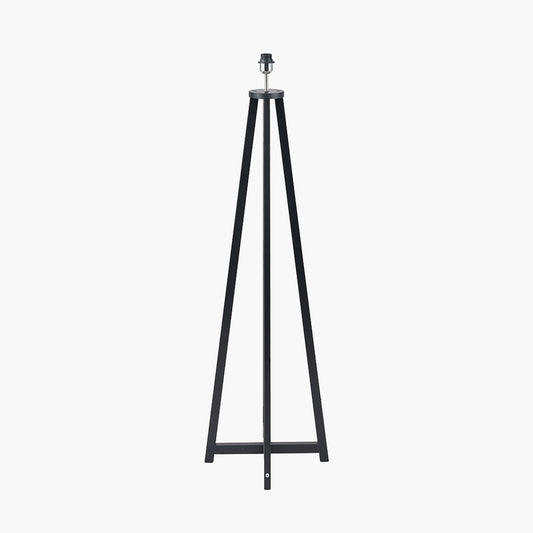 Whitby Matt Black Wood Tapered 4 Post Floor Lamp Base with Edward 45cm Natural Linen Cylinder Lampshade
