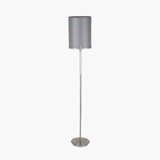 Midland Brushed Nickel and Grey Marble Effect Floor Lamp