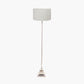 Claudius Nickel Metal Stick Floor Lamp Base with Henry 40cm White Handloom Cylinder Lampshade