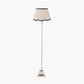 Claudius Nickel Metal Stick Floor Lamp Base with Tabitha 40cm Cream Jute Scalloped Edge Tapered Lamp Shade with Contrast Binding