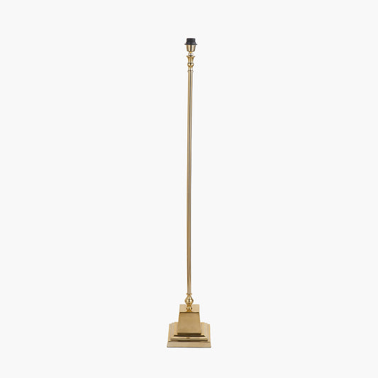 Claudius Gold Metal Stick Floor Lamp Base with Kamilah 40cm Blue Chevron Patterned Mushroom Pleat Tapered Lamp Shade