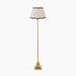 Claudius Gold Metal Stick Floor Lamp Base with Tabitha 40cm Cream Jute Scalloped Edge Tapered Lamp Shade with Contrast Binding
