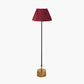 Antoine Black Croc and Antique Brass Metal Floor Lamp Base with Malia 40cm Mulberry Red Mushroom Pleat Scalloped Tapered Lamp Shade