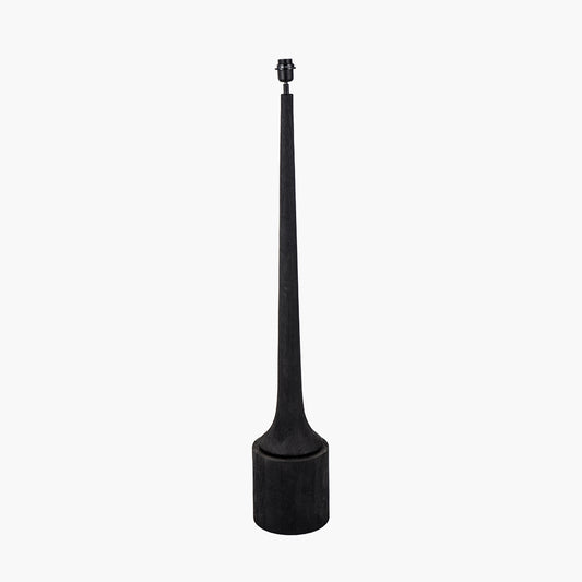 Marin Black Wood Tall Neck Floor Lamp Base with Vienna 45cm Blue Chevron Mushroom Pleat Lampshade