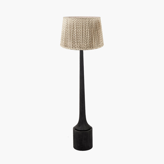 Marin Black Wood Tall Neck Floor Lamp Base with Vienna 45cm Taupe Chevron Mushroom Pleat Lampshade
