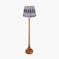 Toma Oiled Wood Tall Neck Floor Lamp Base with Izara 45cm Lilac Ikat Patterned Mushroom Pleat Tapered Lampshade