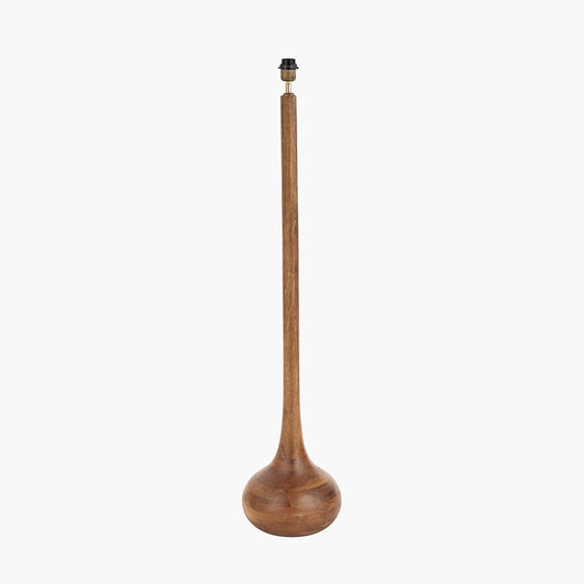 Toma Oiled Wood Tall Neck Floor Lamp Base with Izara 45cm Racing Green Ikat Patterned Mushroom Pleat Tapered Lampshade