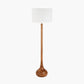 Toma Oiled Wood Tall Neck Floor Lamp Base with Lino 45cm White Self Lined Linen Cylinder Lampshade