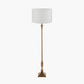 Canterbury Antique Brass Metal Floor Lamp Base with Lino 45cm White Self Lined Linen Cylinder Lampshade