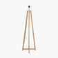 Whitby Natural Wood Tapered 4 Post Floor Lamp Base with Edward 45cm Pistachio Green Linen Cylinder Lampshade