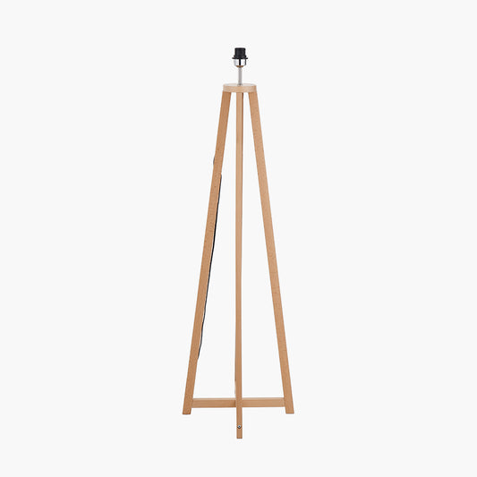 Whitby Natural Wood Tapered 4 Post Floor Lamp Base with Edward 45cm Pistachio Green Linen Cylinder Lampshade