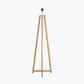 Whitby Natural Wood Tapered 4 Post Floor Lamp Base with Lino 45cm Black Self Lined Linen Cylinder Lampshade