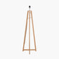 Whitby Natural Wood Tapered 4 Post Floor Lamp Base with Lino 45cm White Self Lined Linen Cylinder Lampshade